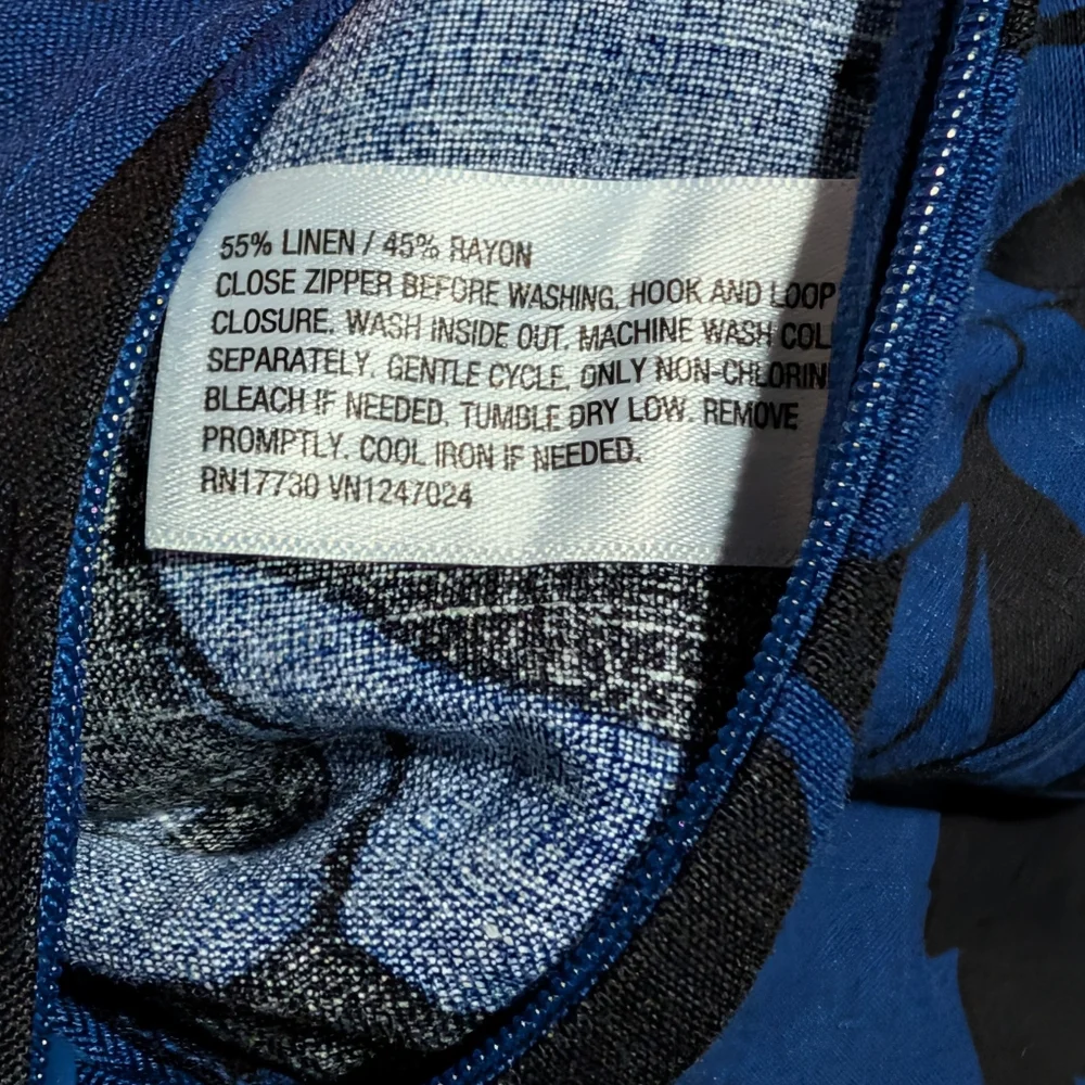 Kate Spade Classic Rose Jumpsuit - Blue & Black Floral - Linen Blend - Size 12 - Picture 8 of 8